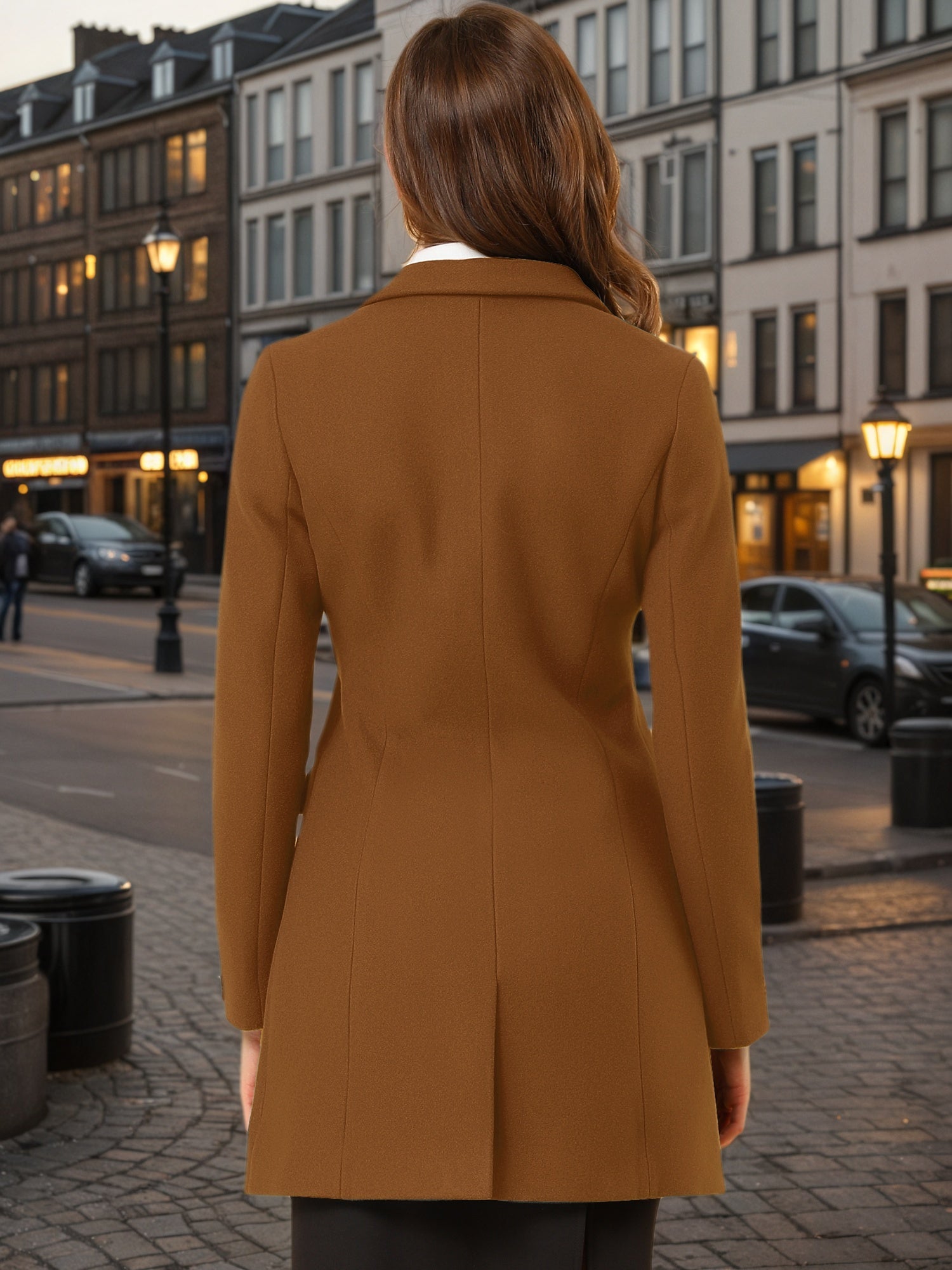 Notched Lapel Single Breasted Outwear Winter Pea Coat