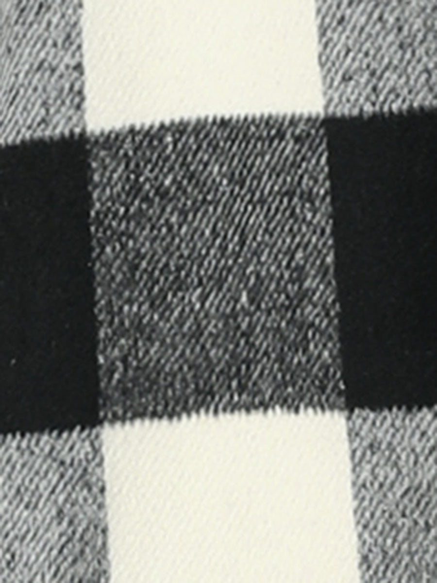 Buffalo Checks Double Breasted Notched Lapel Plaid Trench Pea Coat