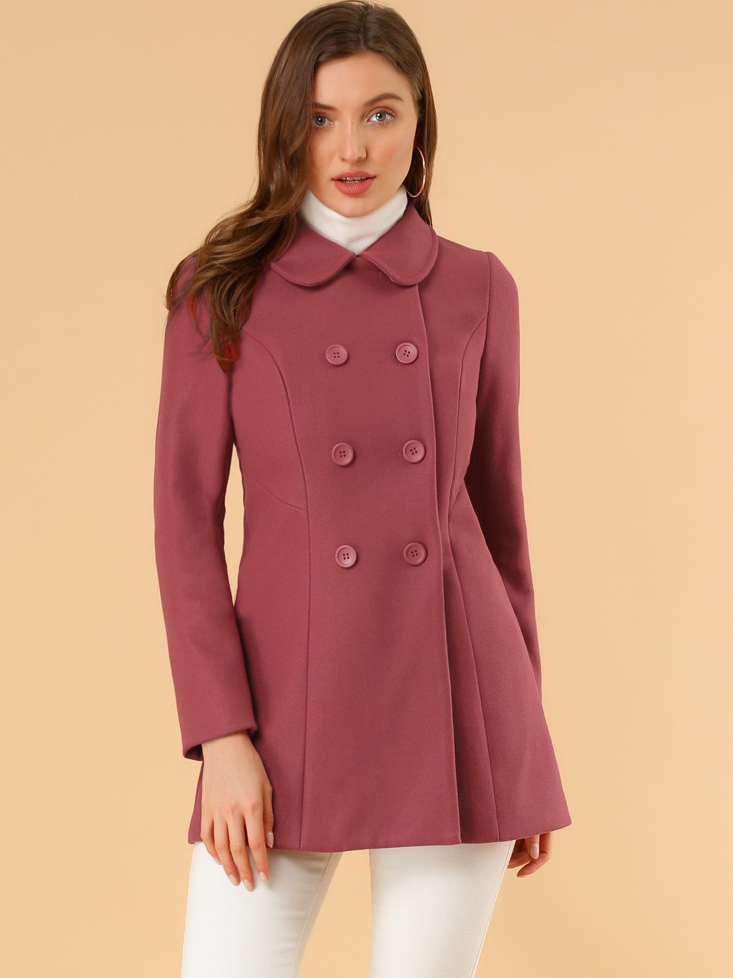 Peter Pan Collar Double Breasted Winter Long Trench Pea Coat