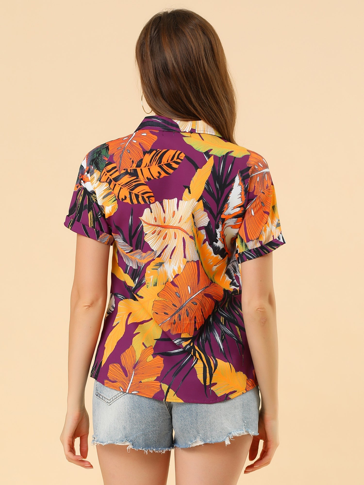 Hawaiian Floral Leaves Tropical Button Down Shirt