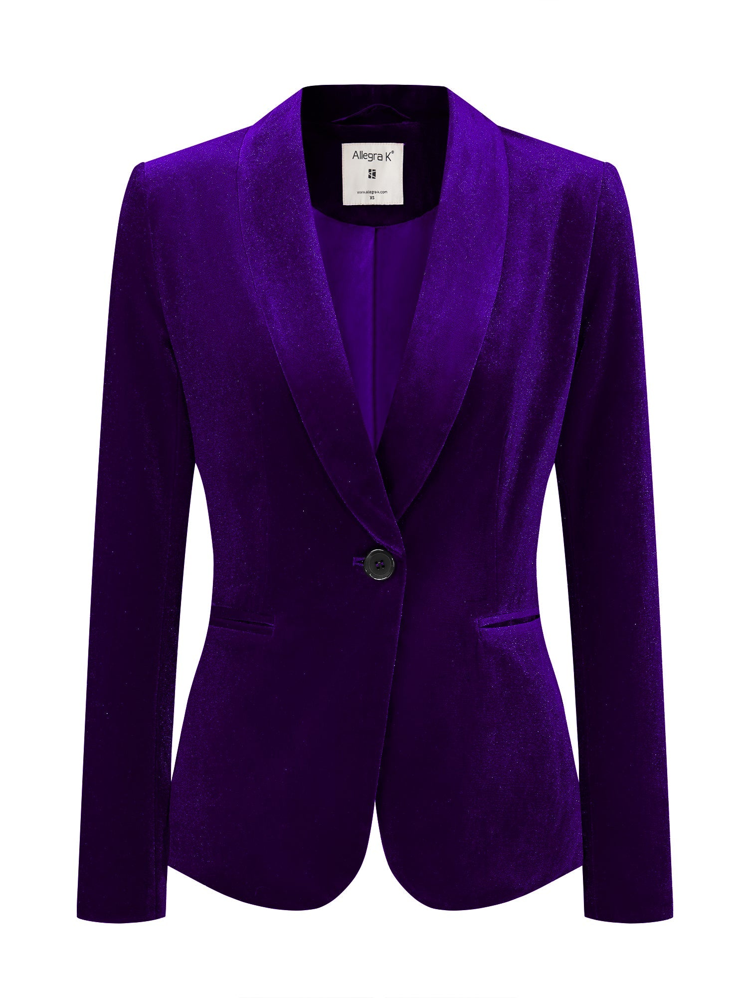 Shawl Collar Single Button Velvet Solid Office Work Jacket Blazer