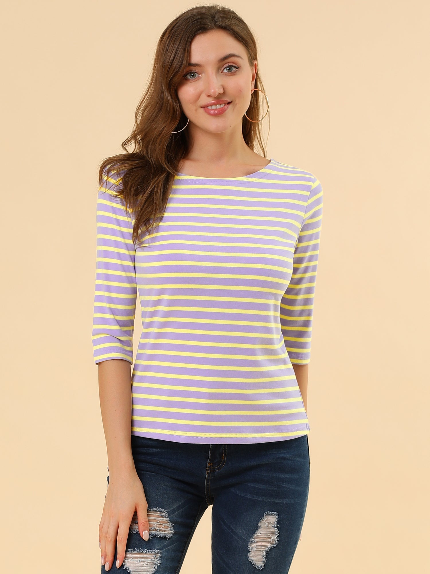 Halloween 3/4 Sleeve T-shirt Casual Boat Neck Slim Fit Tee
