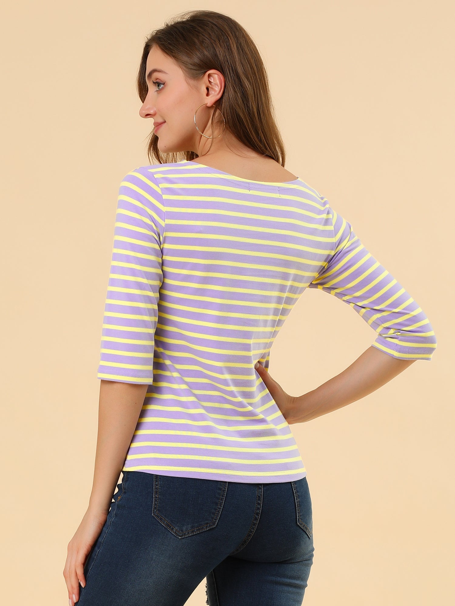 Halloween 3/4 Sleeve T-shirt Casual Boat Neck Slim Fit Tee