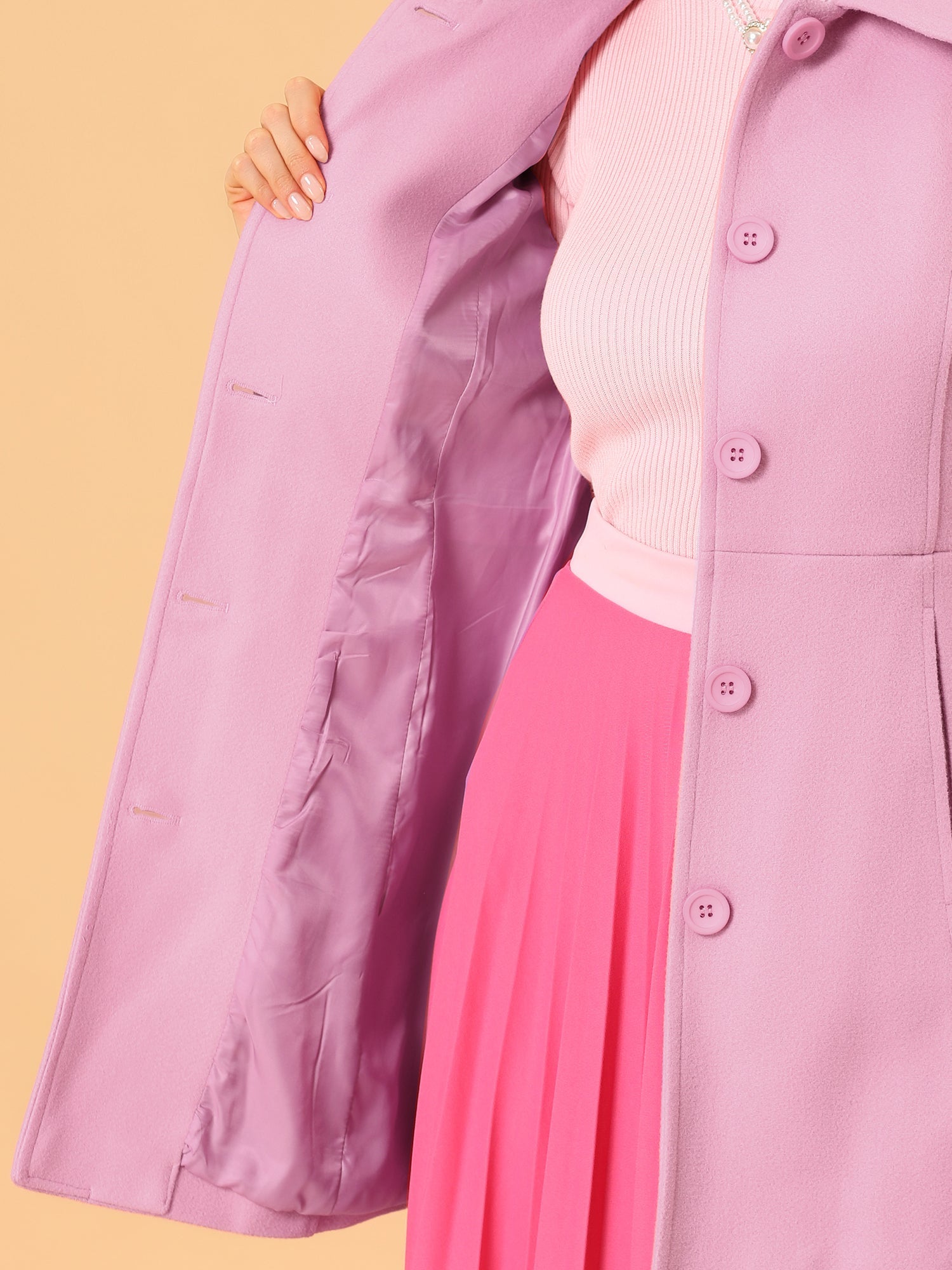 Peter Pan Collar Single Breasted Winter Outwear Buttoned Long Coat