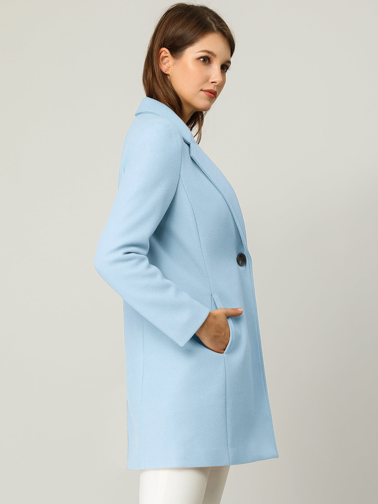 Classic Notched Lapel Long Sleeve Buttoned Coat