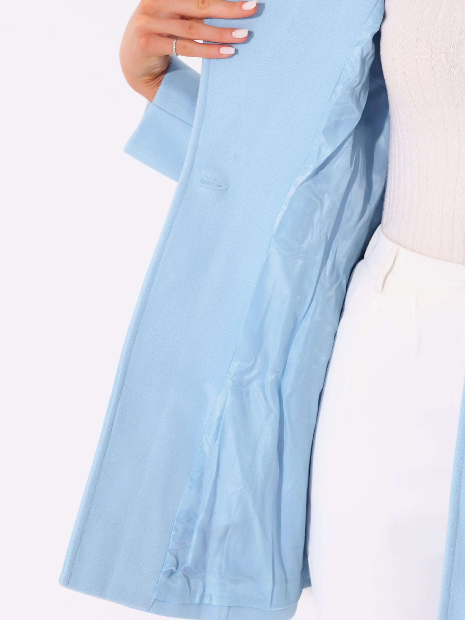 Classic Stand Collar Long Sleeve Belted Winter Coat