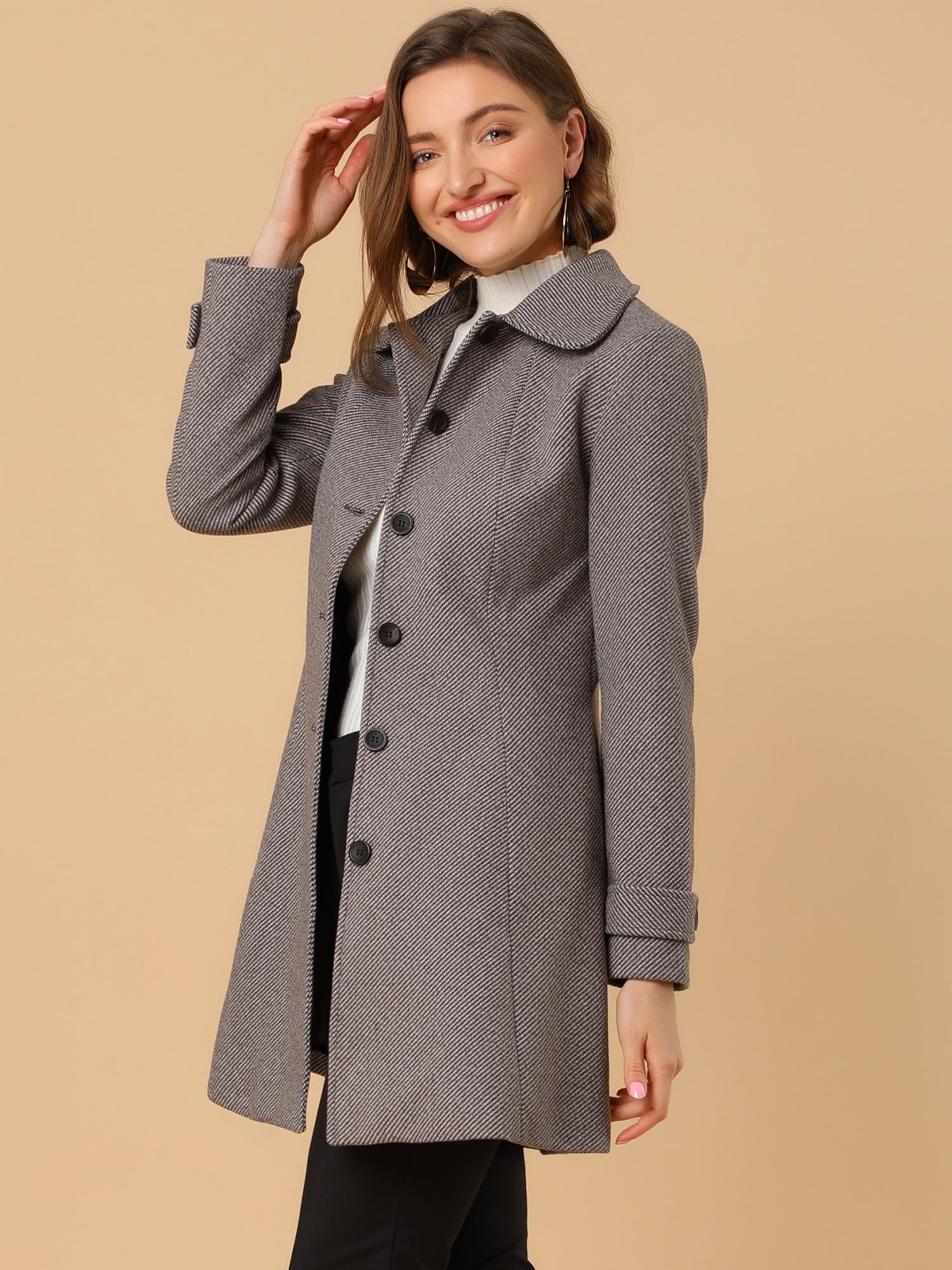 Peter Pan Collar Single Breasted Overcoat Winter Pea Coat