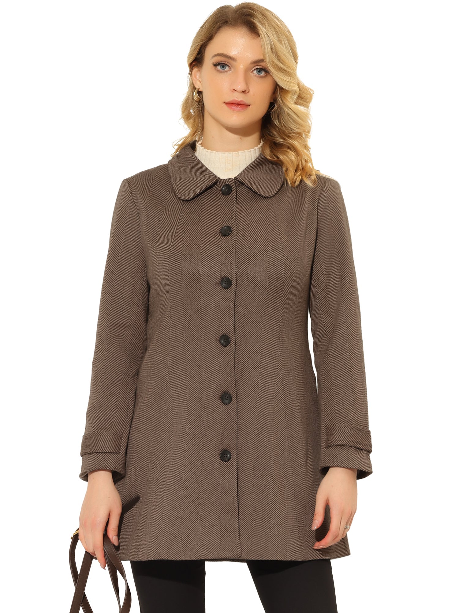 Peter Pan Collar Single Breasted Overcoat Winter Pea Coat