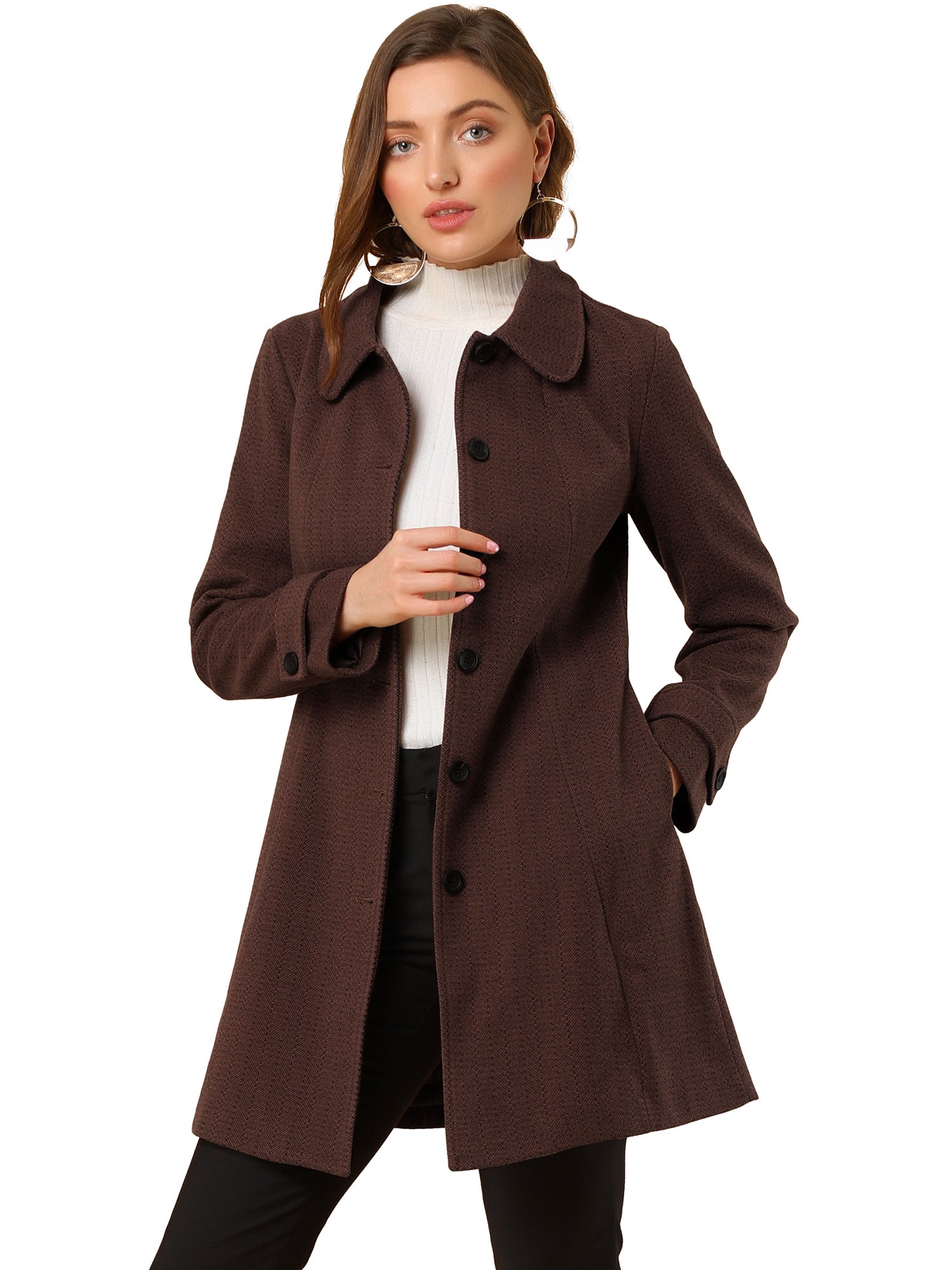 Peter Pan Collar Single Breasted Overcoat Winter Pea Coat