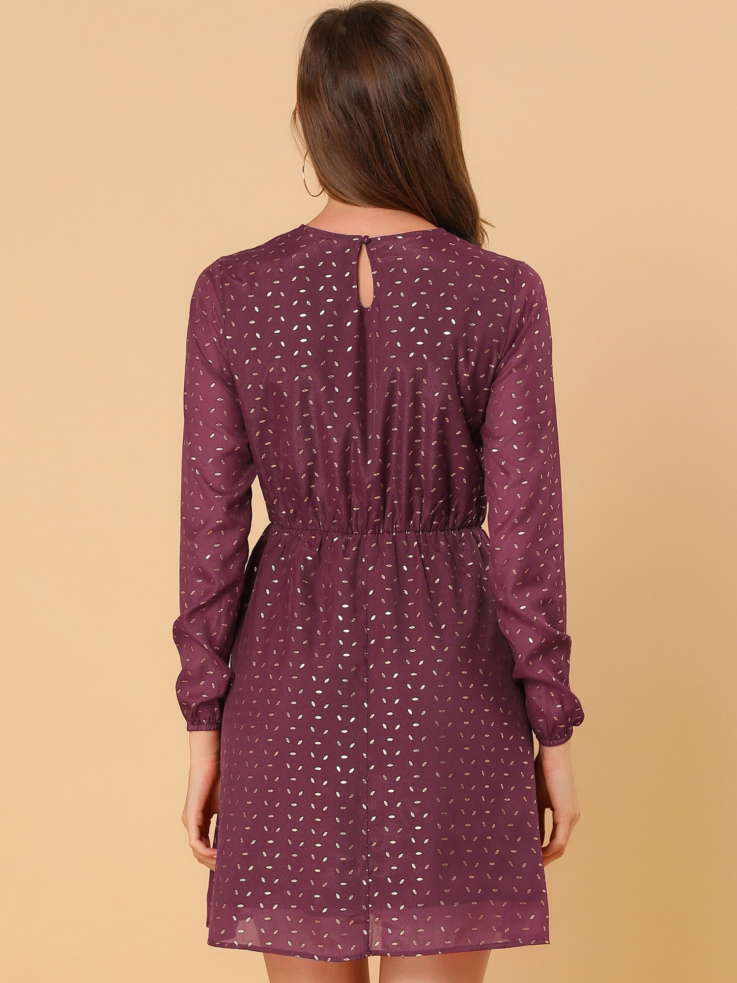 Choker V Neck Flared Gilding Metallic Shiny Star A-Line Dress