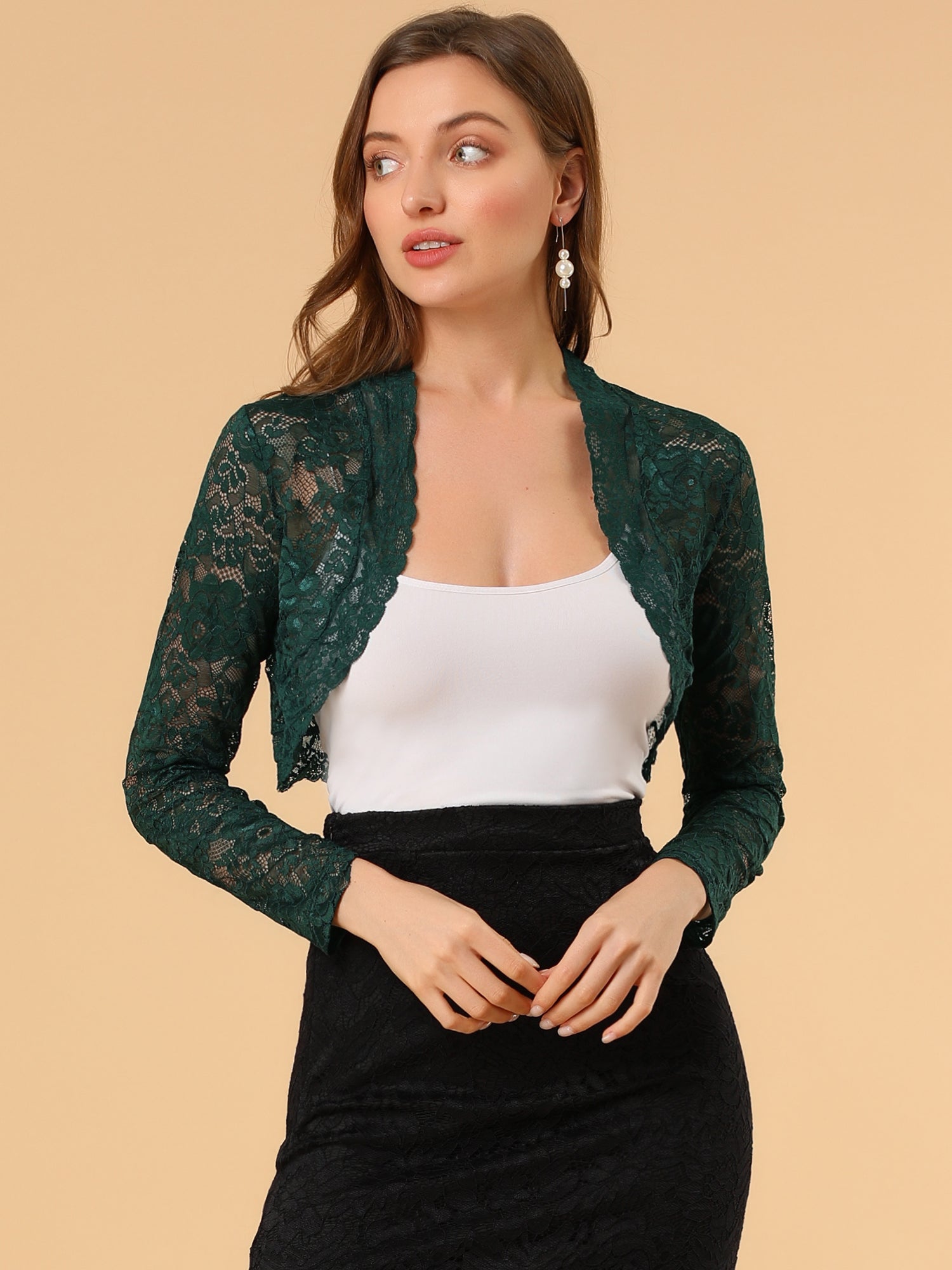 Elegant Sheer Floral Lace Cropped Bolero Shrugs
