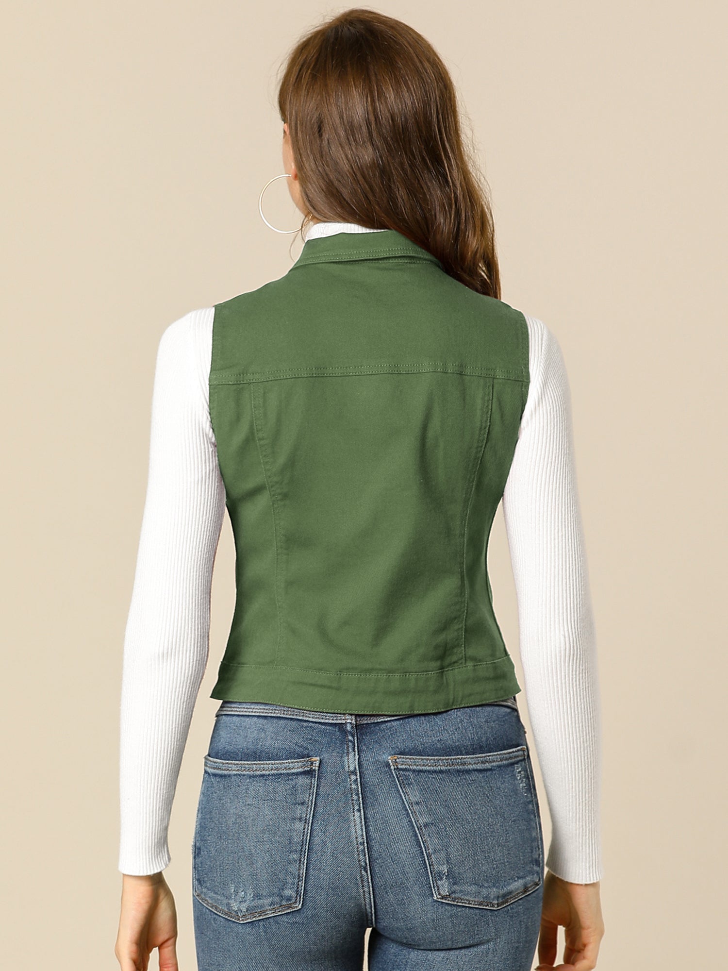 Buttoned Chest Flap Pocket Washed Denim Jacket Vest