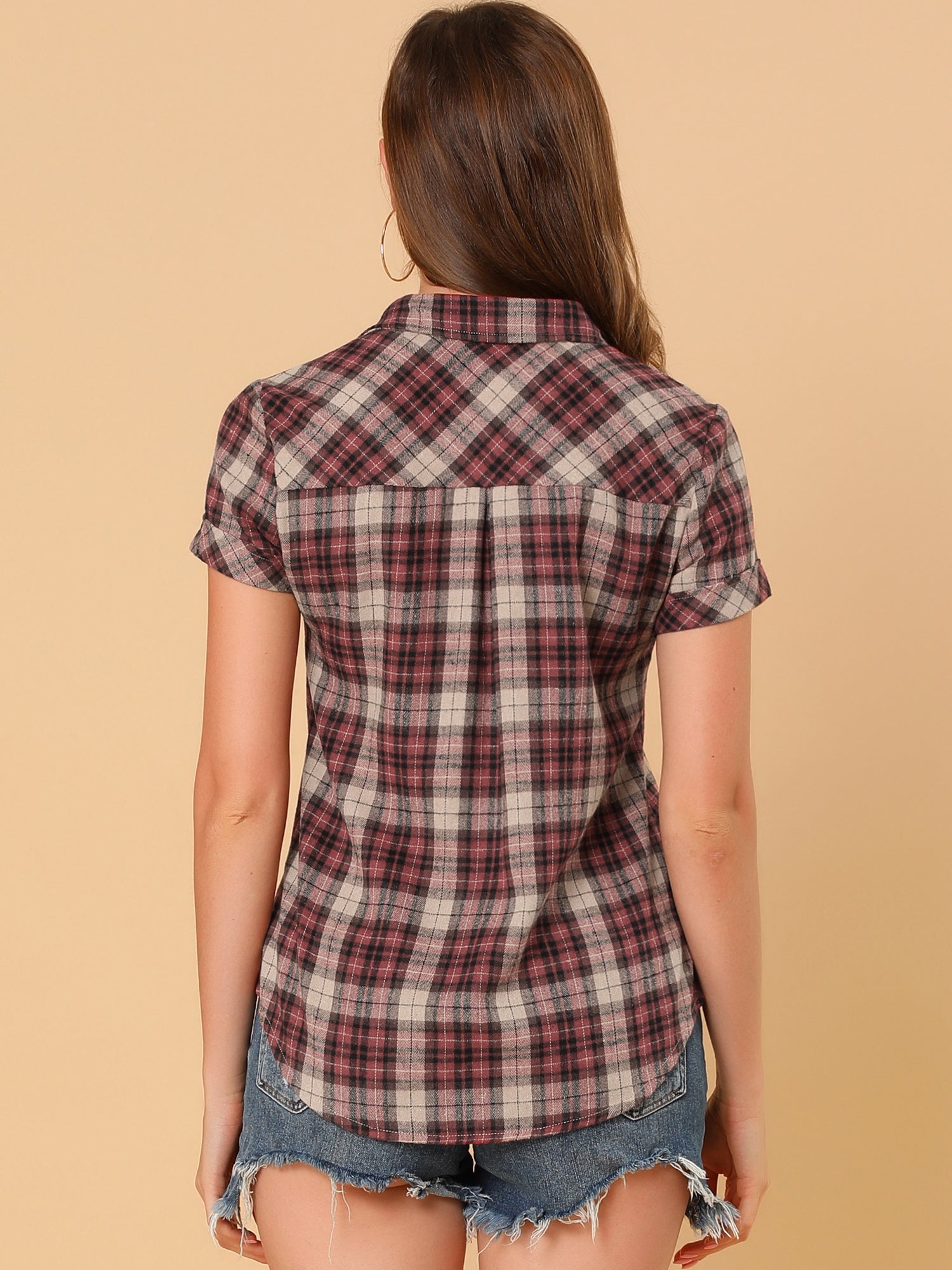 Button Down Cotton Classic Western Plaid Shirt