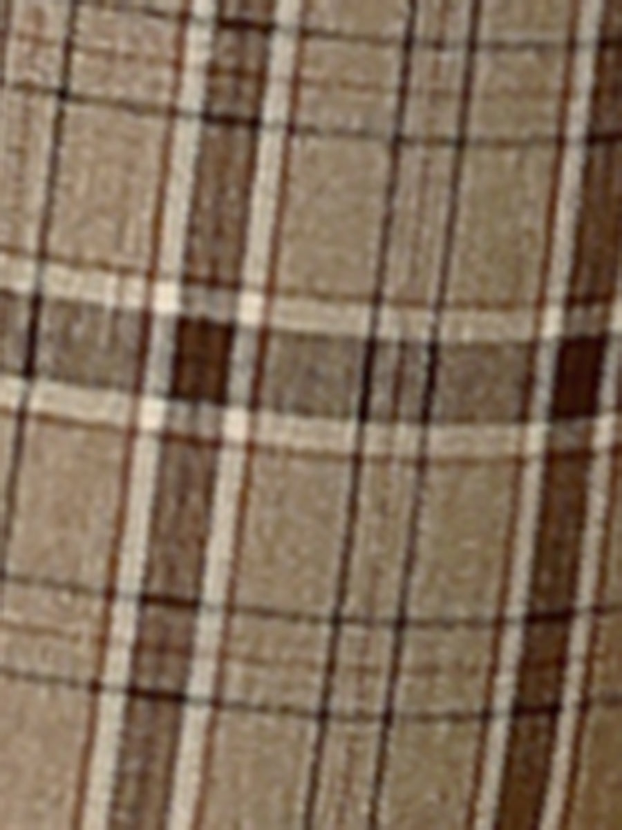 Plaid Elastic Waist Casual Work Office Long Pants