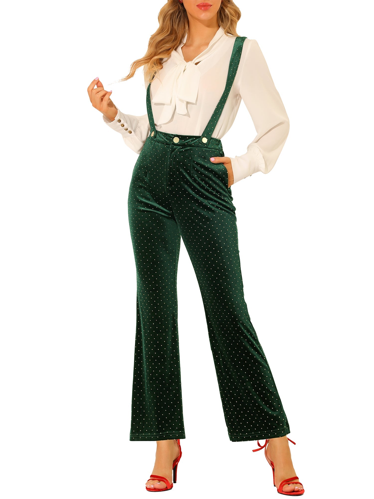 Velvet Wide Leg Retro Shiny Glitter Overalls Jumpsuits Pants