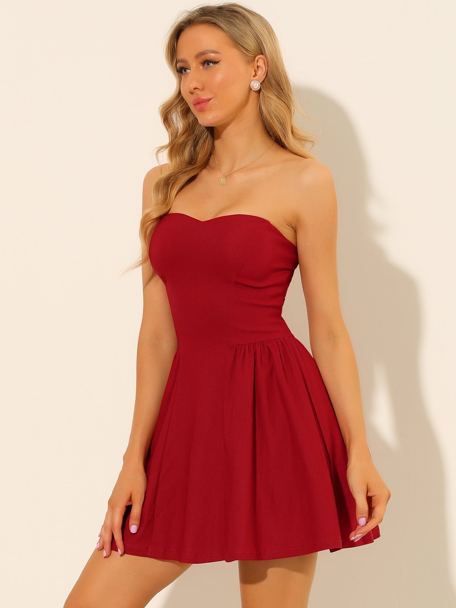 Strapless Sweetheart Neck Fit And Flare Mini Tube Top Dress