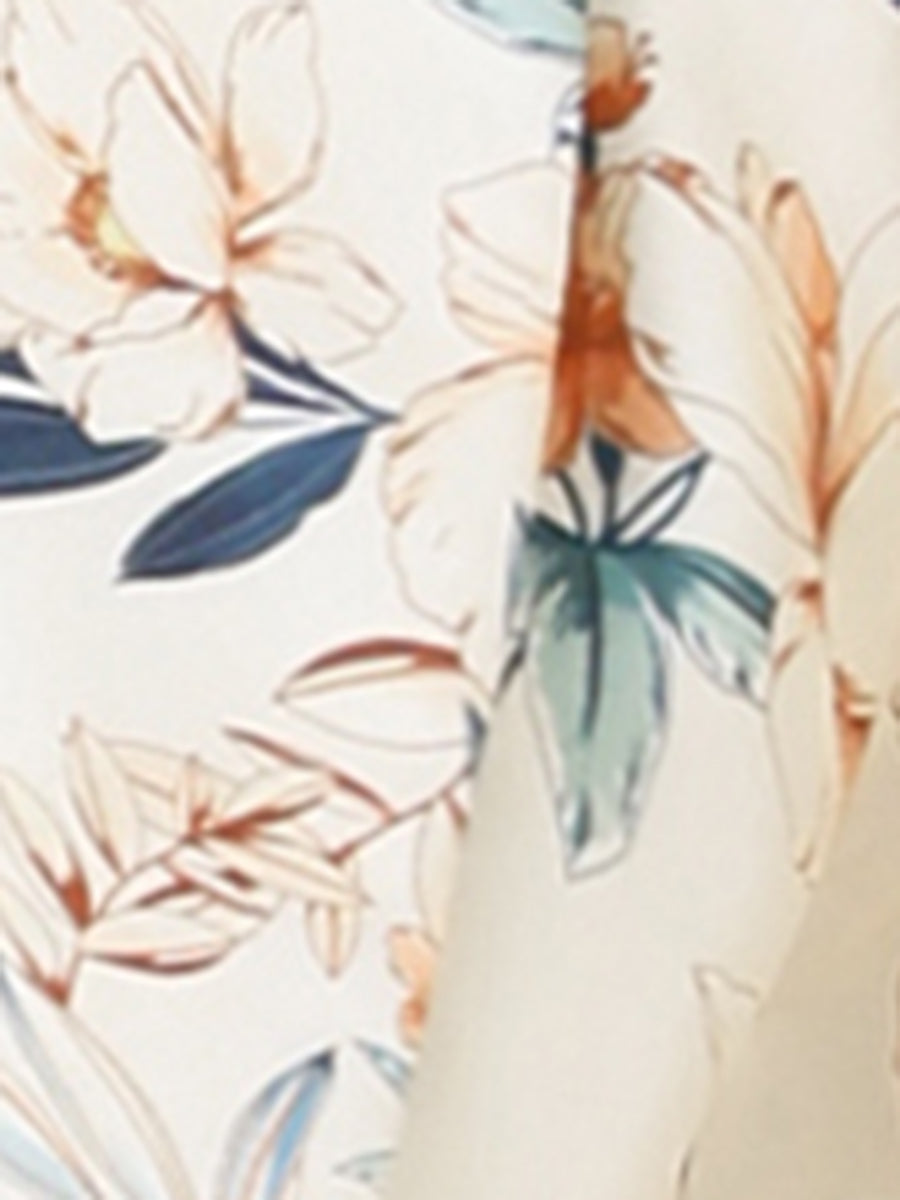 Open Front Floral Work Business Crop Blazer Jacket