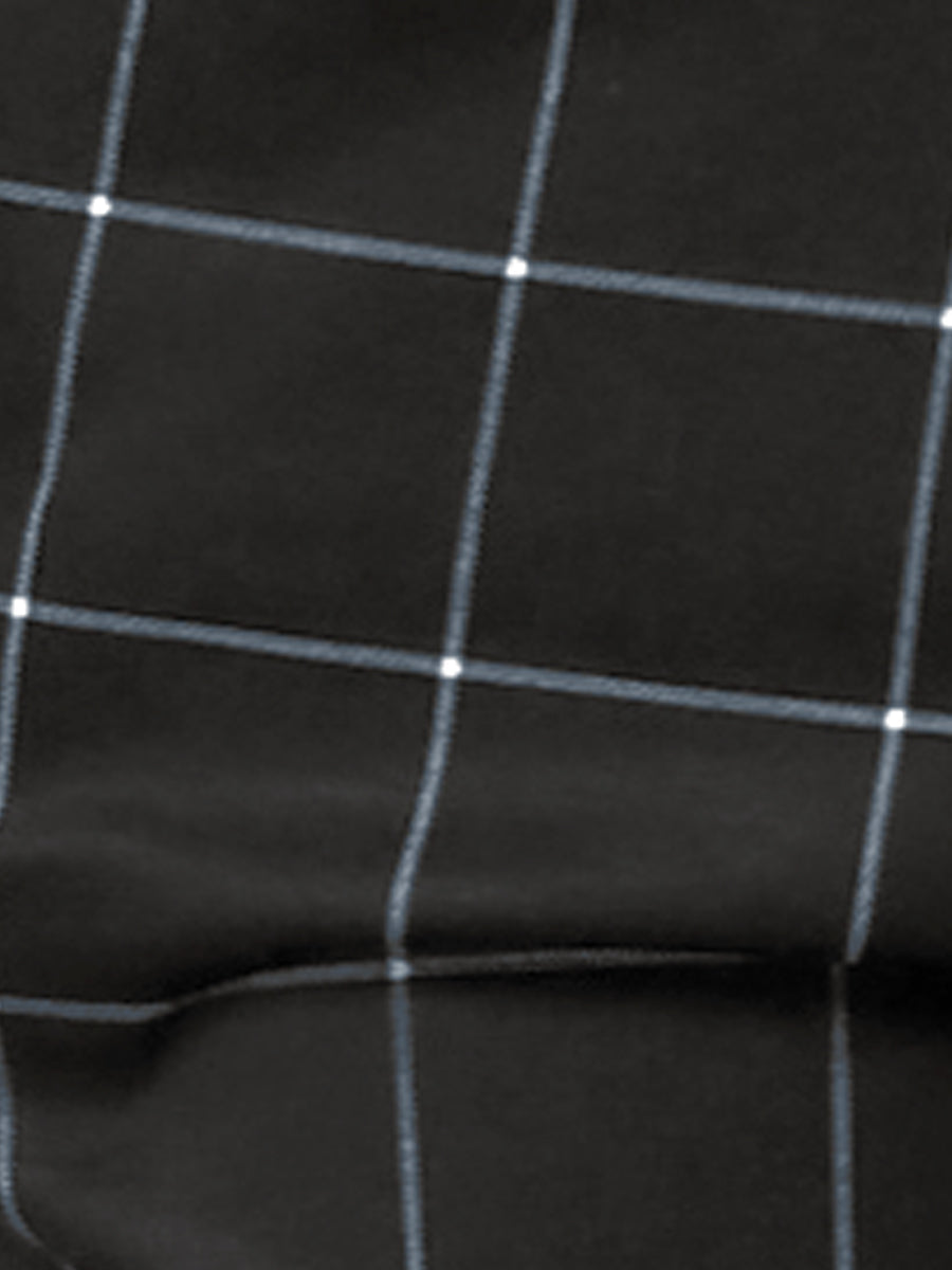 Tartan Plaid Pants Elastic Waist Straight Long Trousers