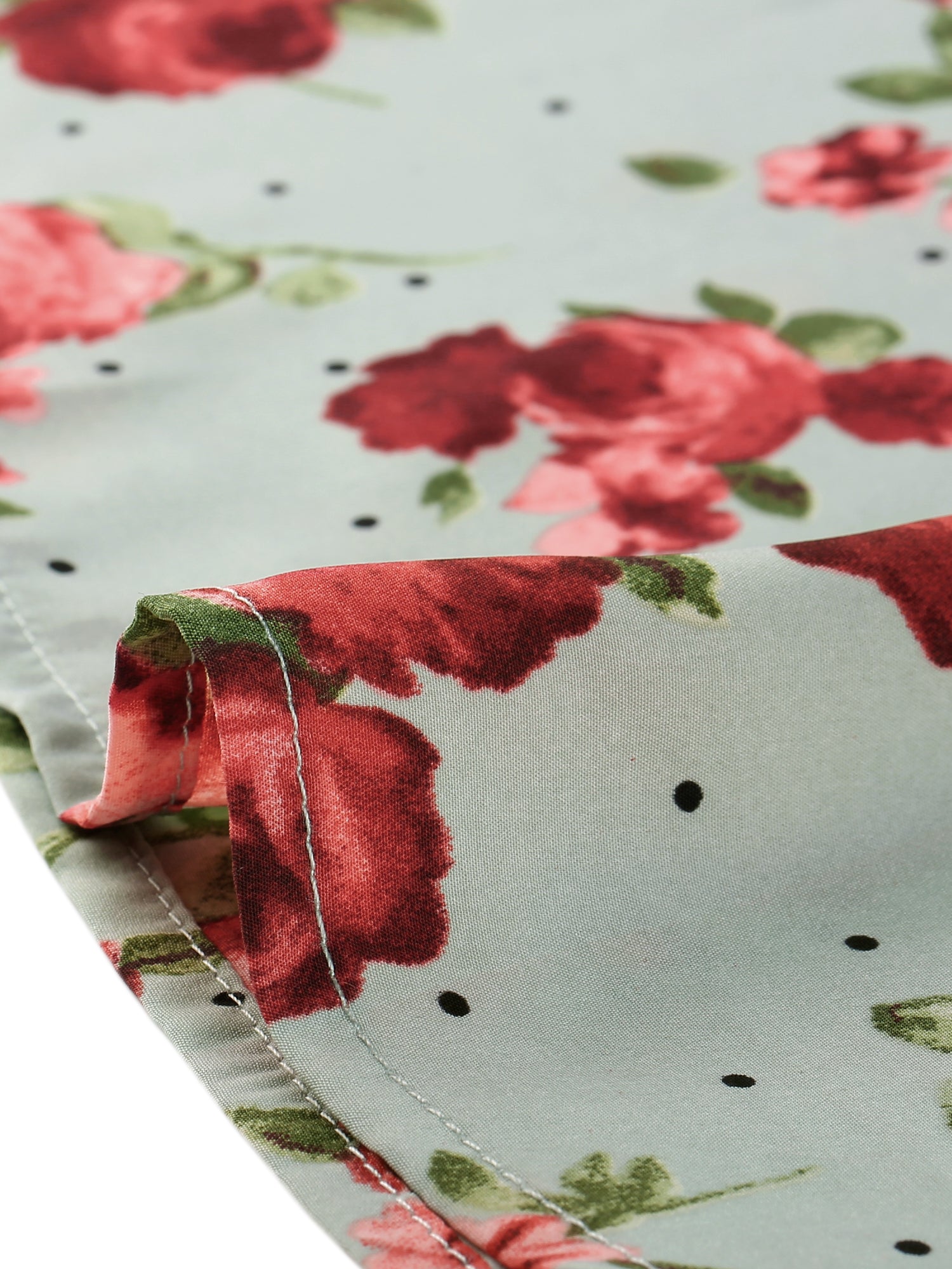 Square Neck Puff Sleeve Shirred Floral Casual Midi Dress