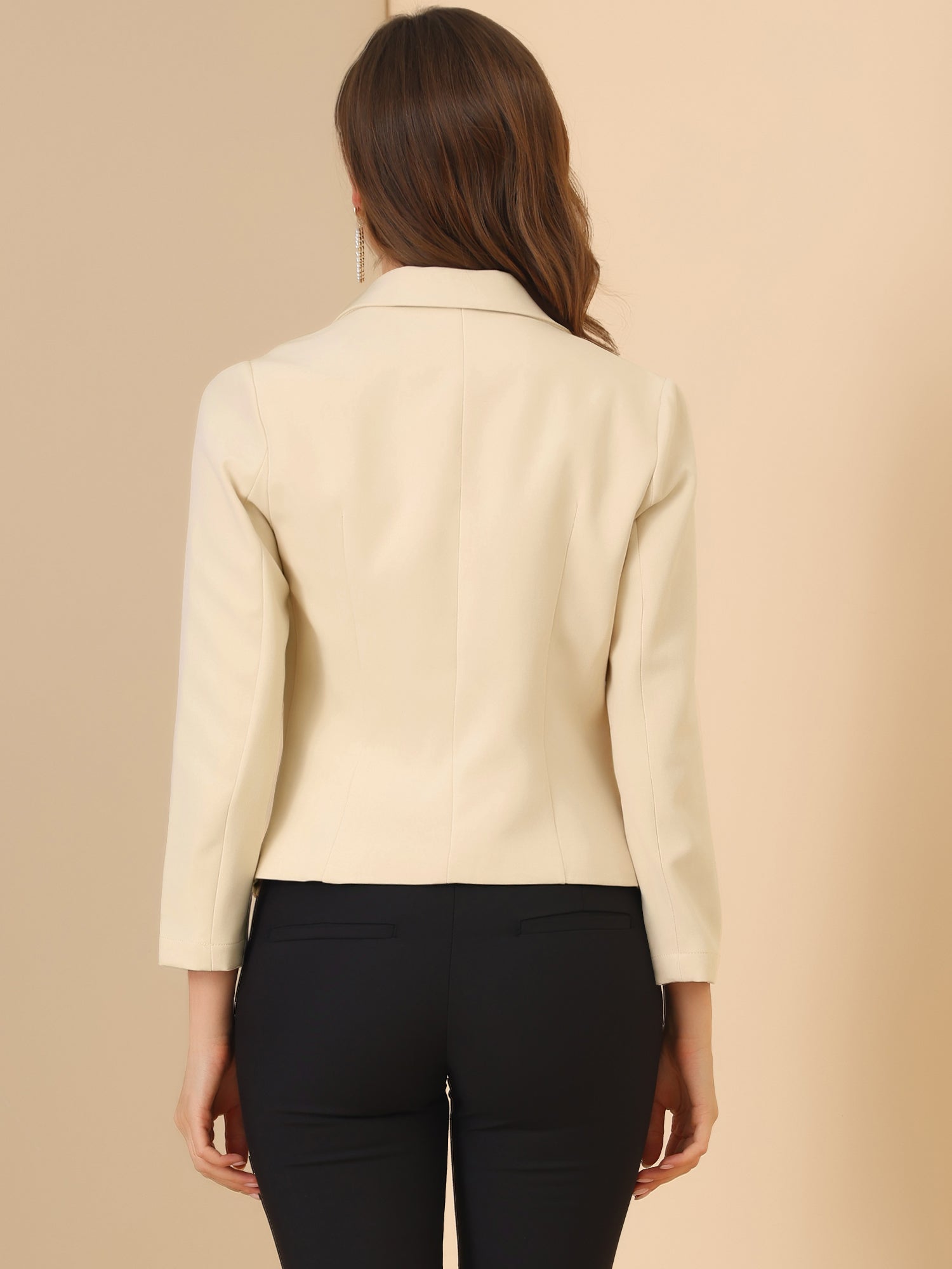 Open Front Office Work Business Crop Suit Blazer Jacket