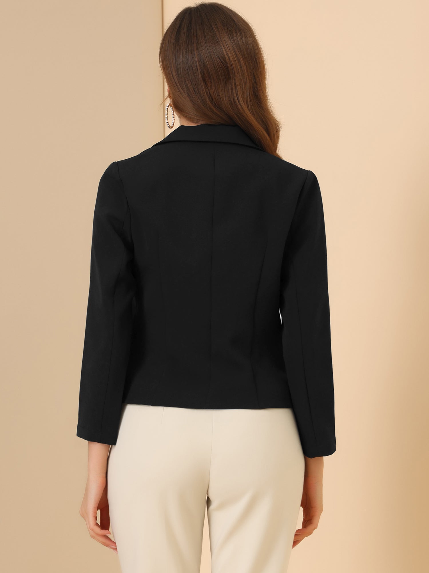 Open Front Office Work Business Crop Suit Blazer Jacket