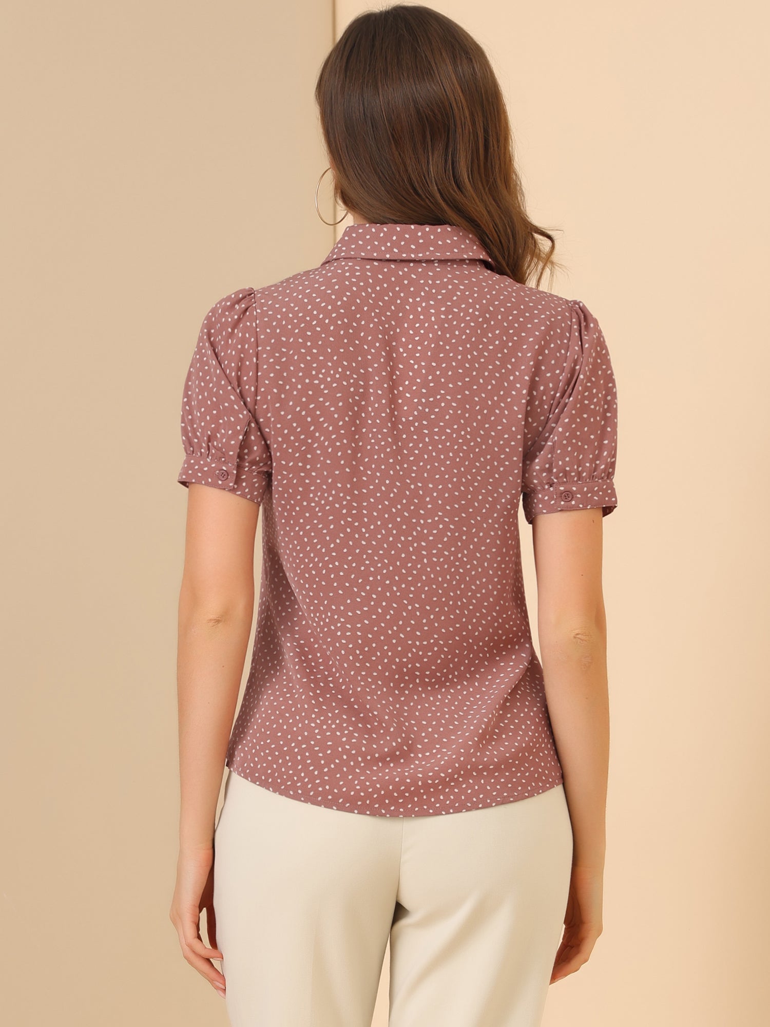 Retro Dots Bow Tie Peter Pan Collar Chiffon Blouse