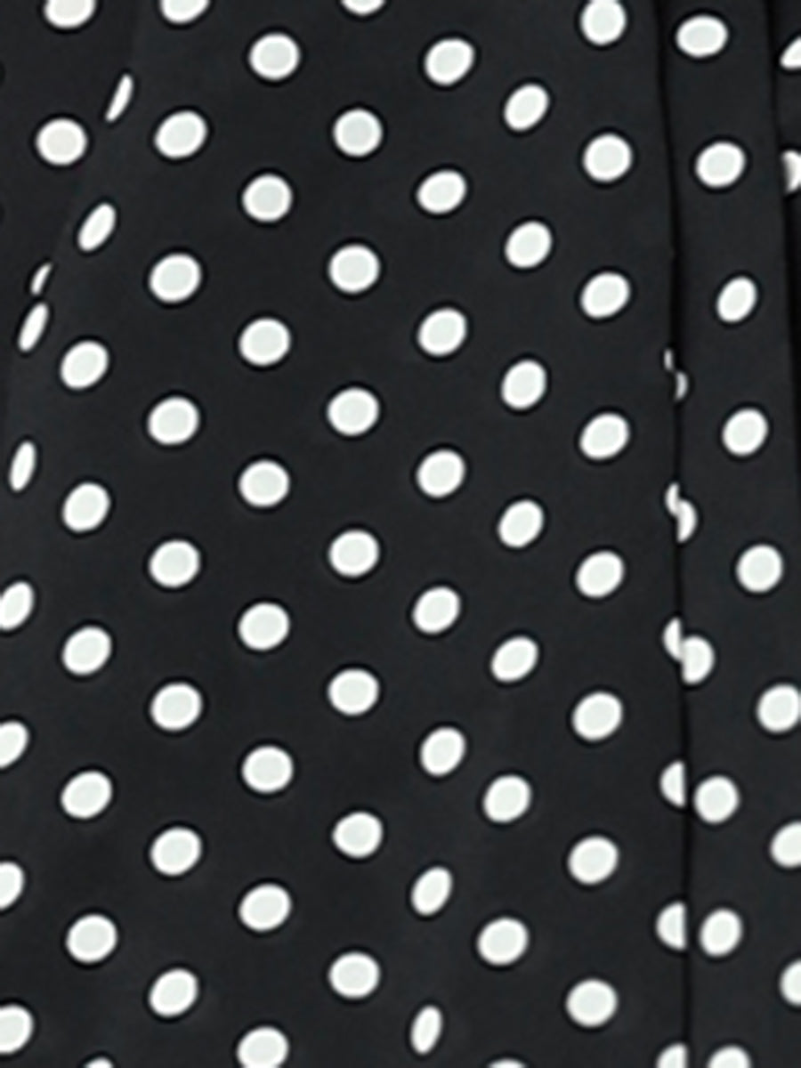 Summer Polka Dots Top Bow Tie V Neck Ruffled Cap Sleeve Office Blouse