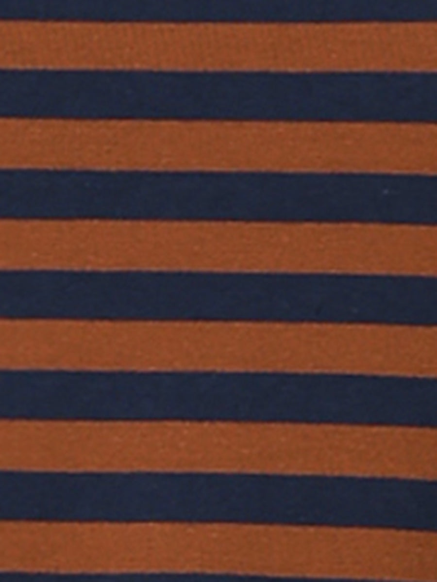 Striped 3/4 Sleeve Round Neck Casual T-Shirt