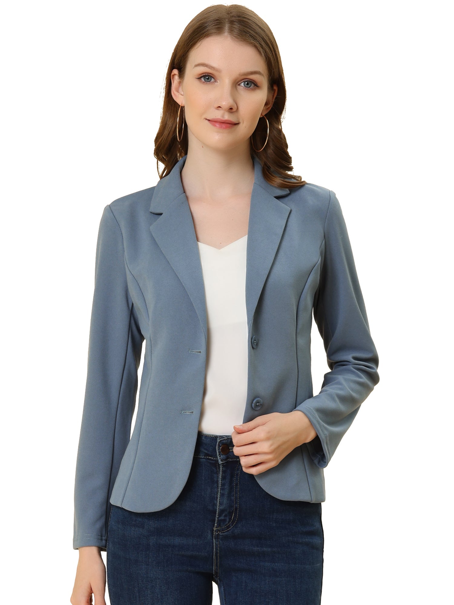 Solid Work Office Lapel Collar Stretch Jacket Suit Blazer