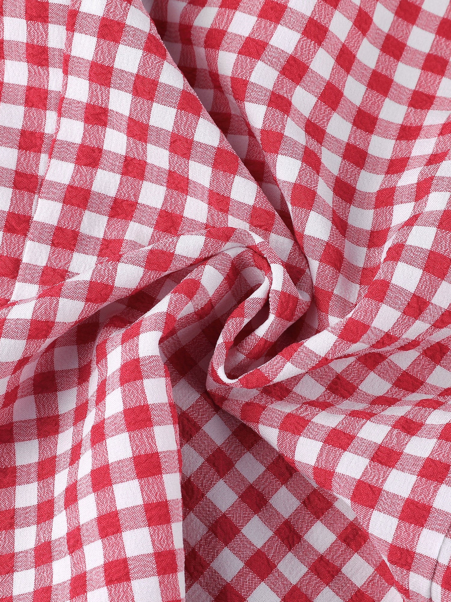 Plaid Blouse Puff Sleeve Ruffle Peter Pan Collar Shirt Top