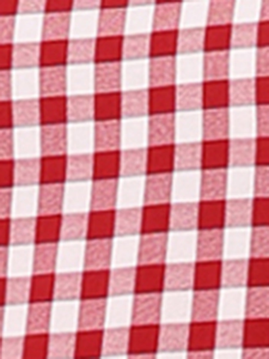 Summer Ruffle Neck Lace Panel Short Sleeve Check Gingham Dress