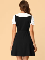 50s Lolita Contrast Color Peter Pan Collar Dress