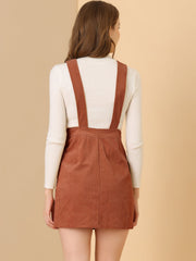 Corduroy Overall V Neck Strap Mini Pinafore Dress