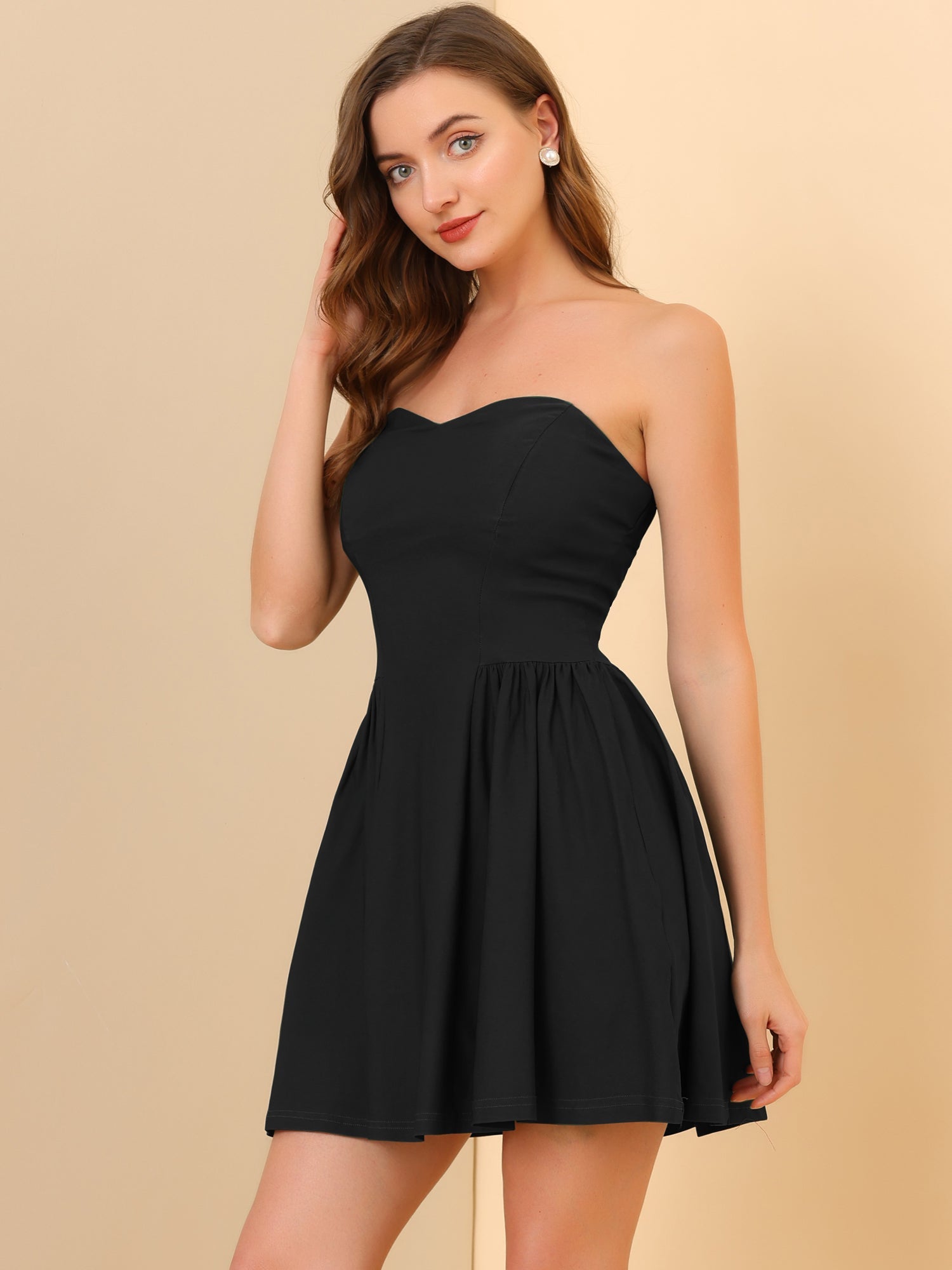 Strapless Sweetheart Neck Fit And Flare Mini Tube Top Dress