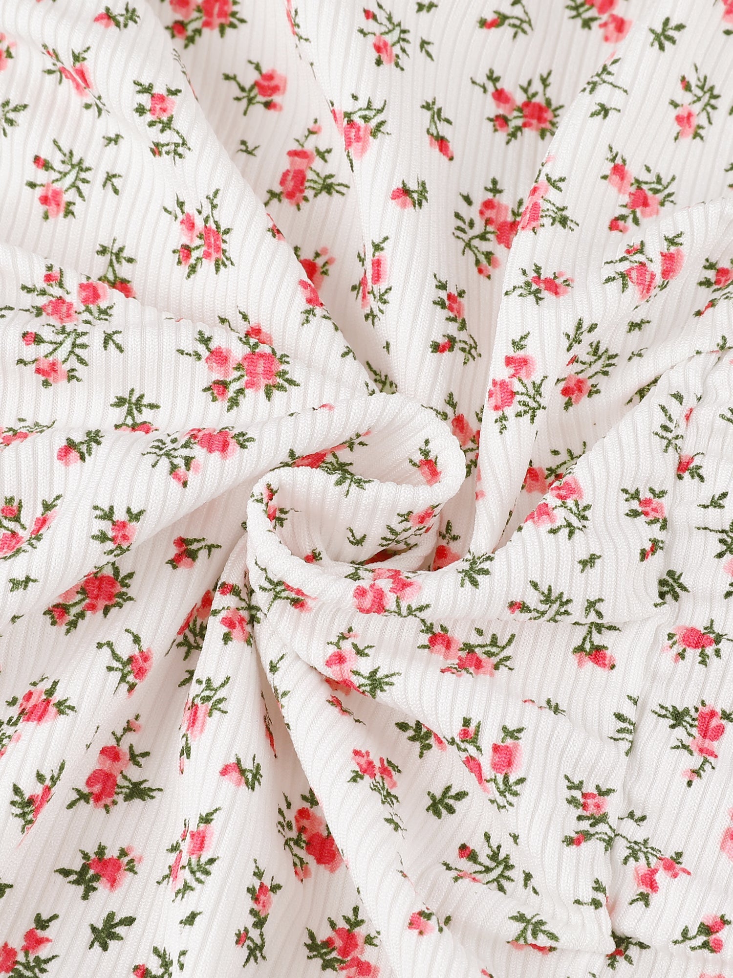 Smocked Crop Top Slim Fit Peasant Floral Blouse
