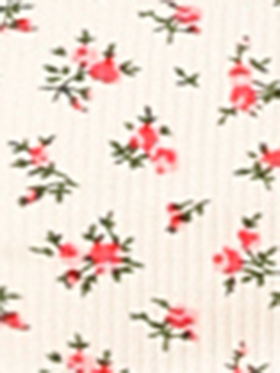 Smocked Crop Top Slim Fit Peasant Floral Blouse