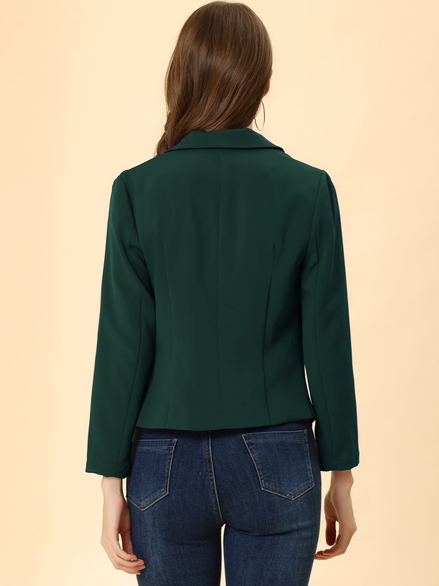 Open Front Office Work Business Crop Suit Blazer Jacket