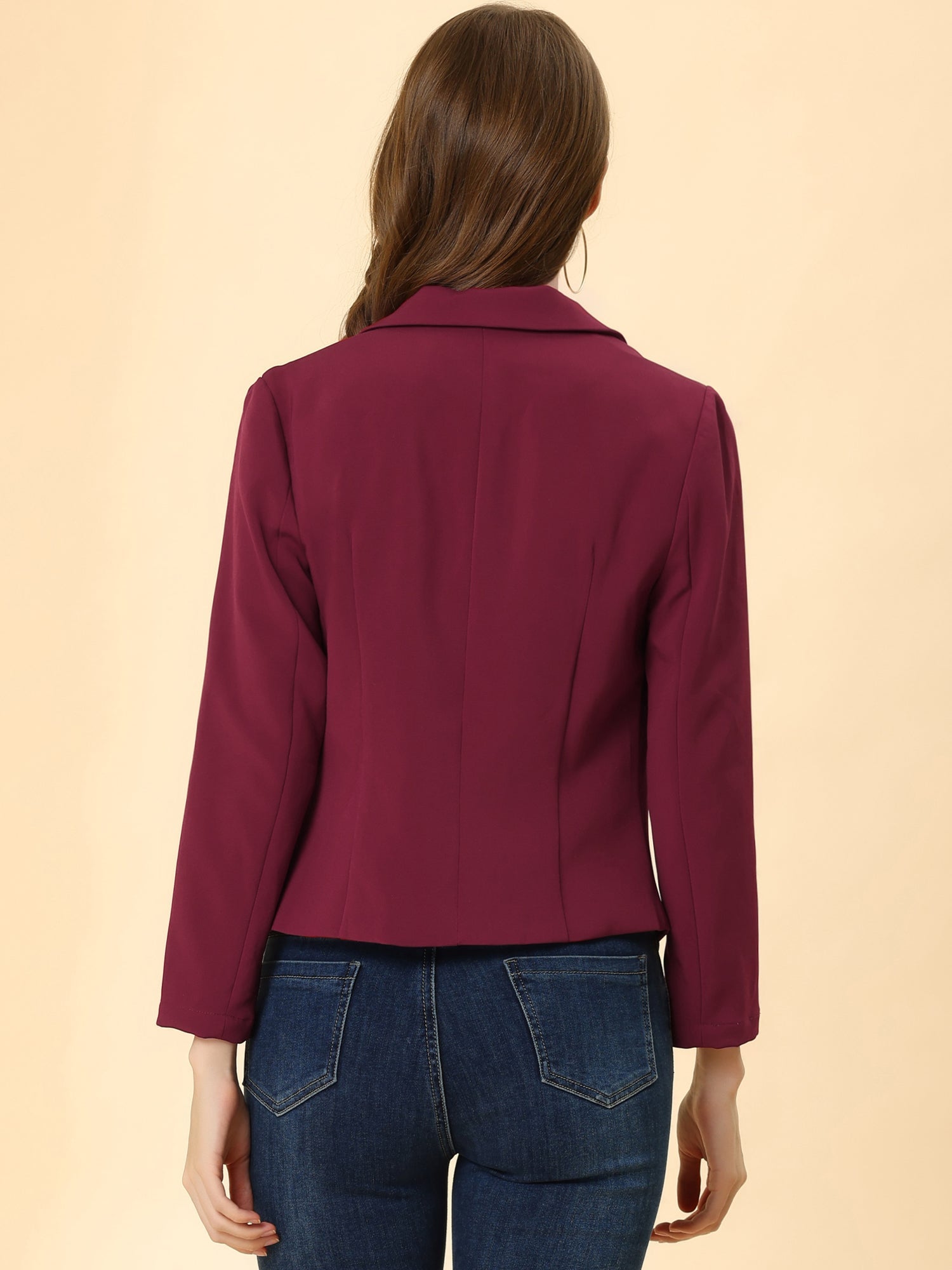 Open Front Office Work Business Crop Suit Blazer Jacket