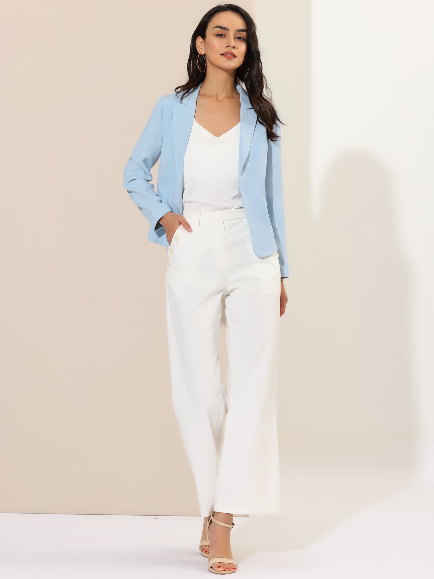 Open Front Office Work Business Crop Suit Blazer Jacket