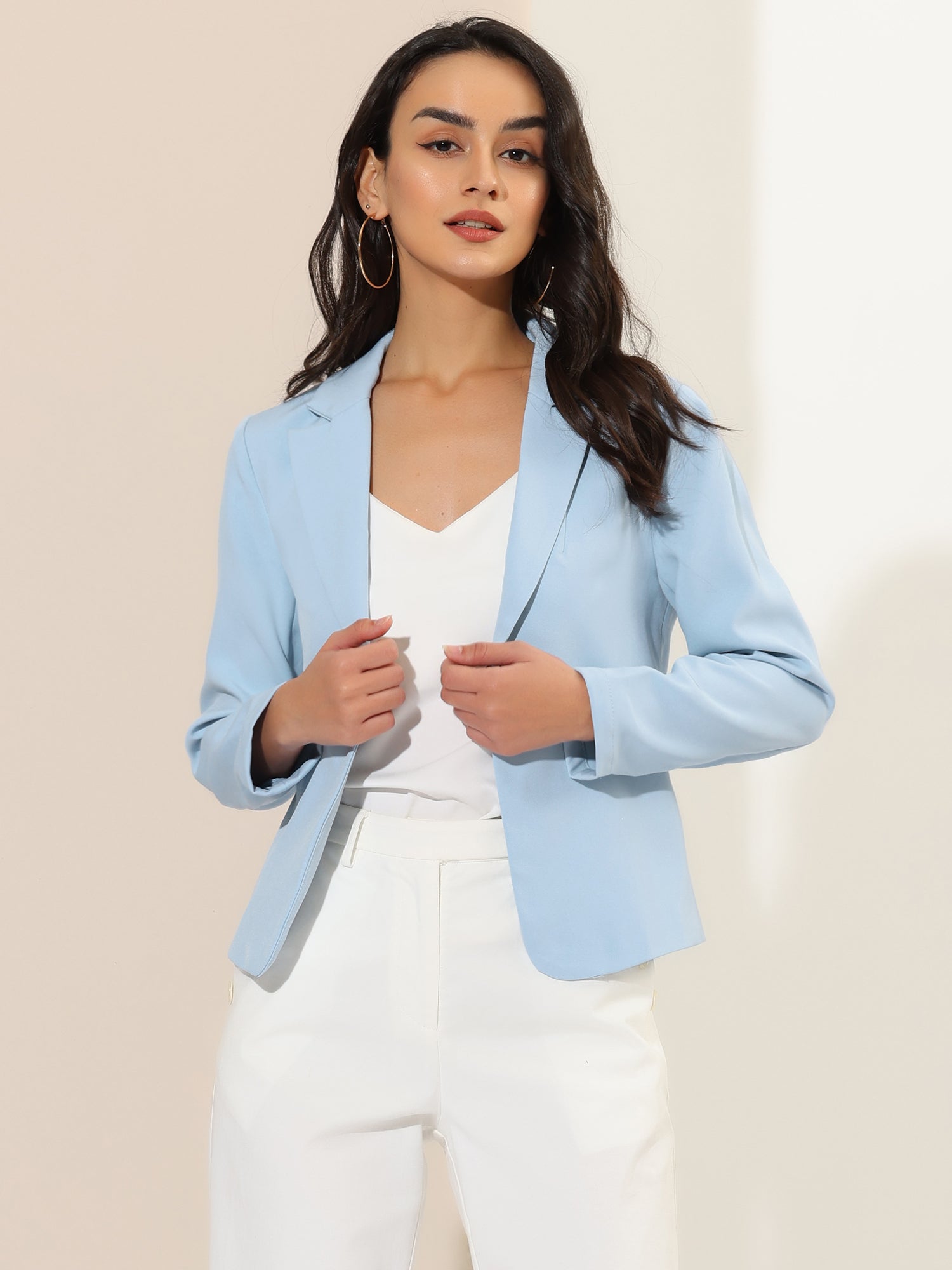 Open Front Office Work Business Crop Suit Blazer Jacket