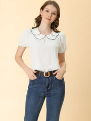 Puff Sleeve Tops Peter Pan Collar Blouse