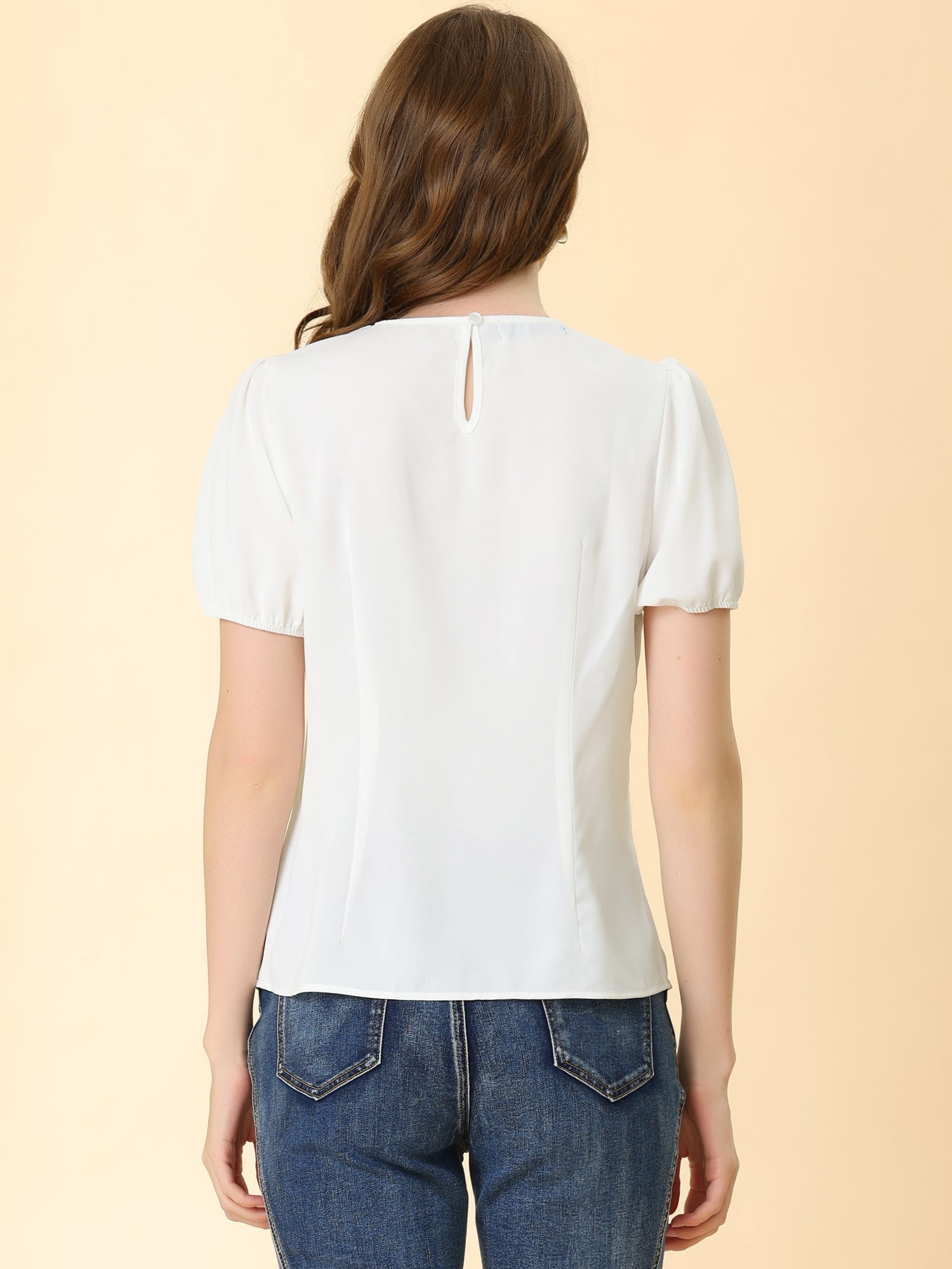 Puff Sleeve Tops Peter Pan Collar Blouse