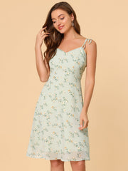 Spaghetti Strap Dress A-Line Smocked Beach Summer Floral Sundress