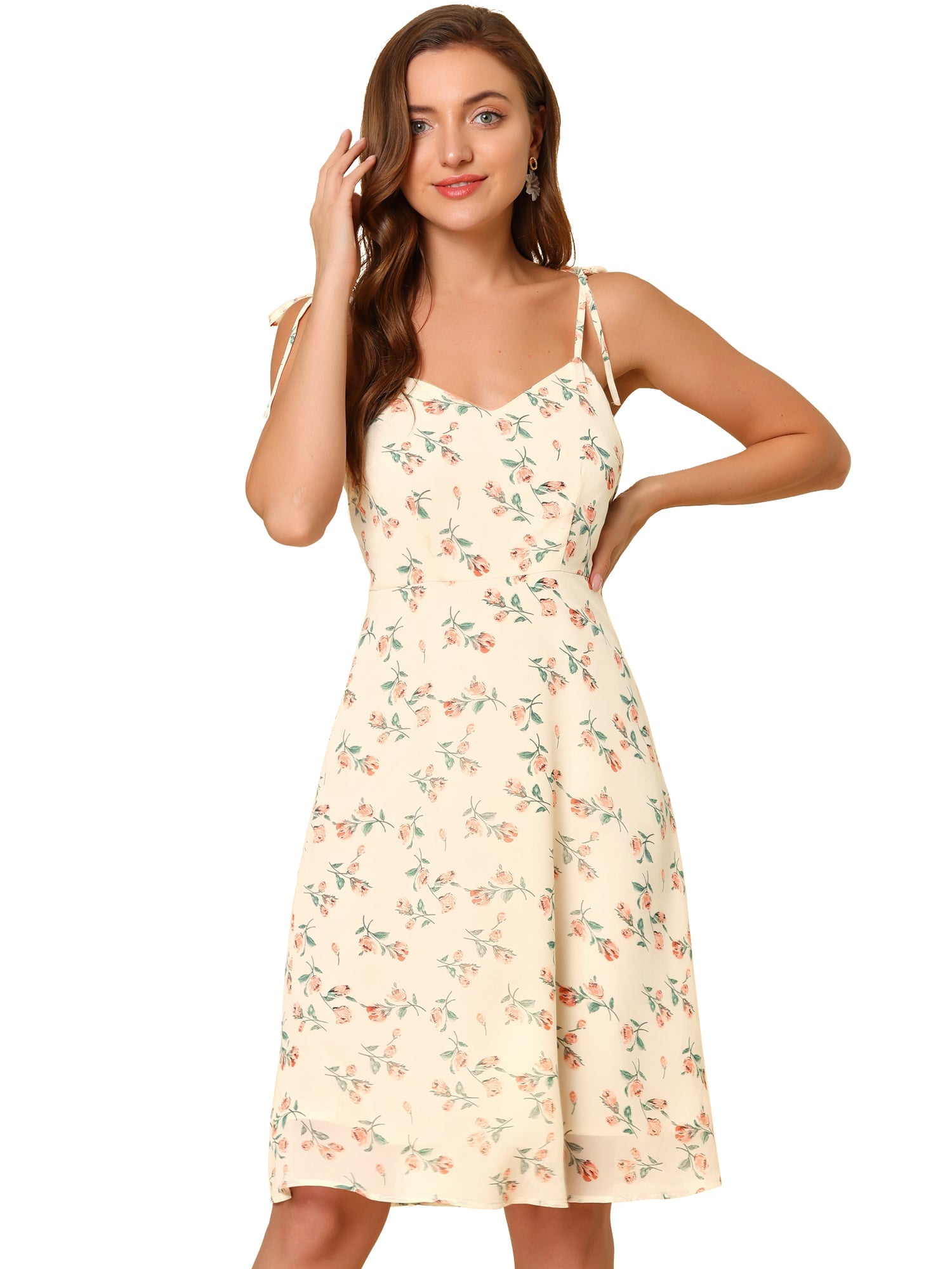 Spaghetti Strap Dress A-Line Smocked Beach Summer Floral Sundress