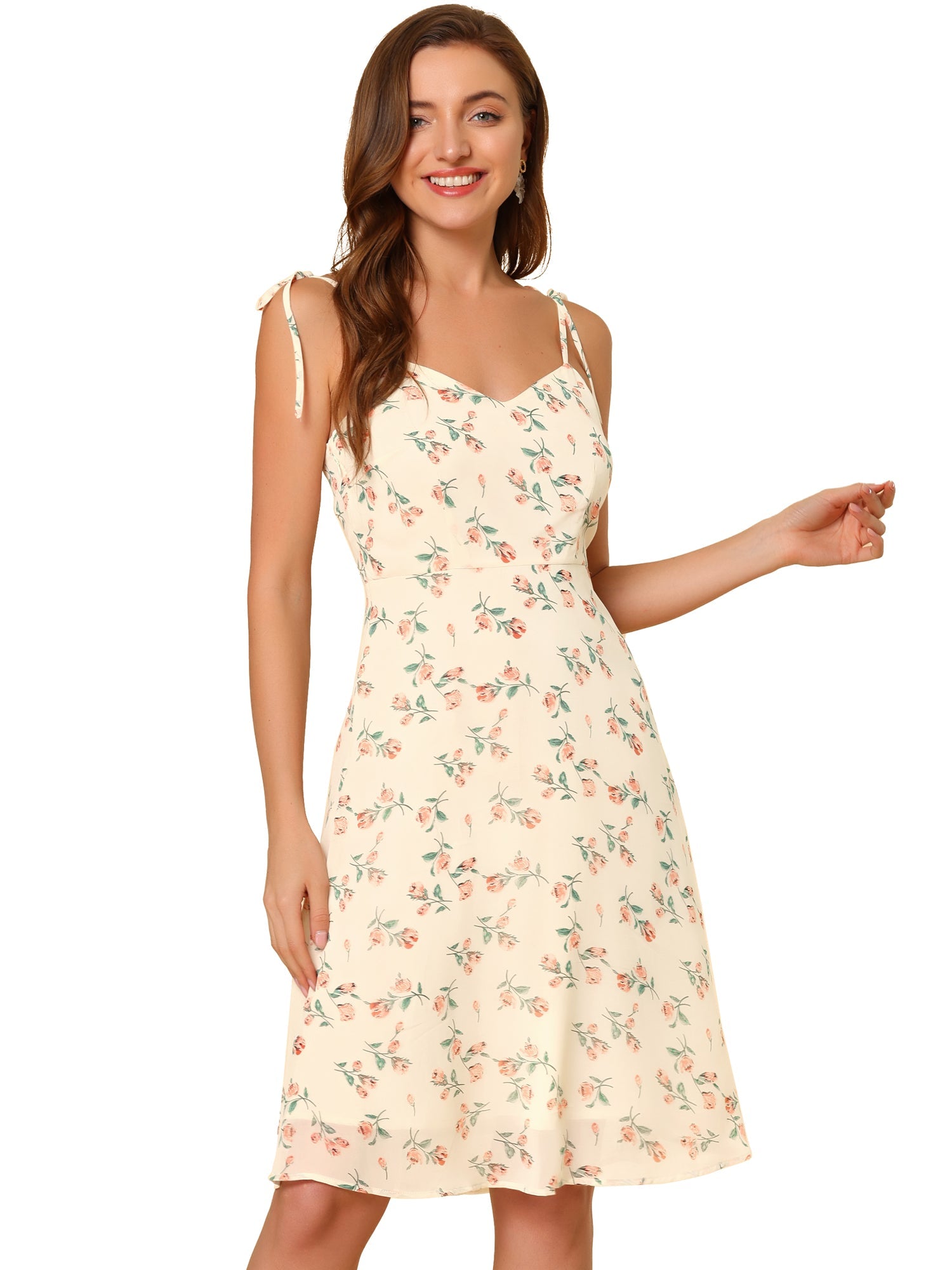 Spaghetti Strap Dress A-Line Smocked Beach Summer Floral Sundress