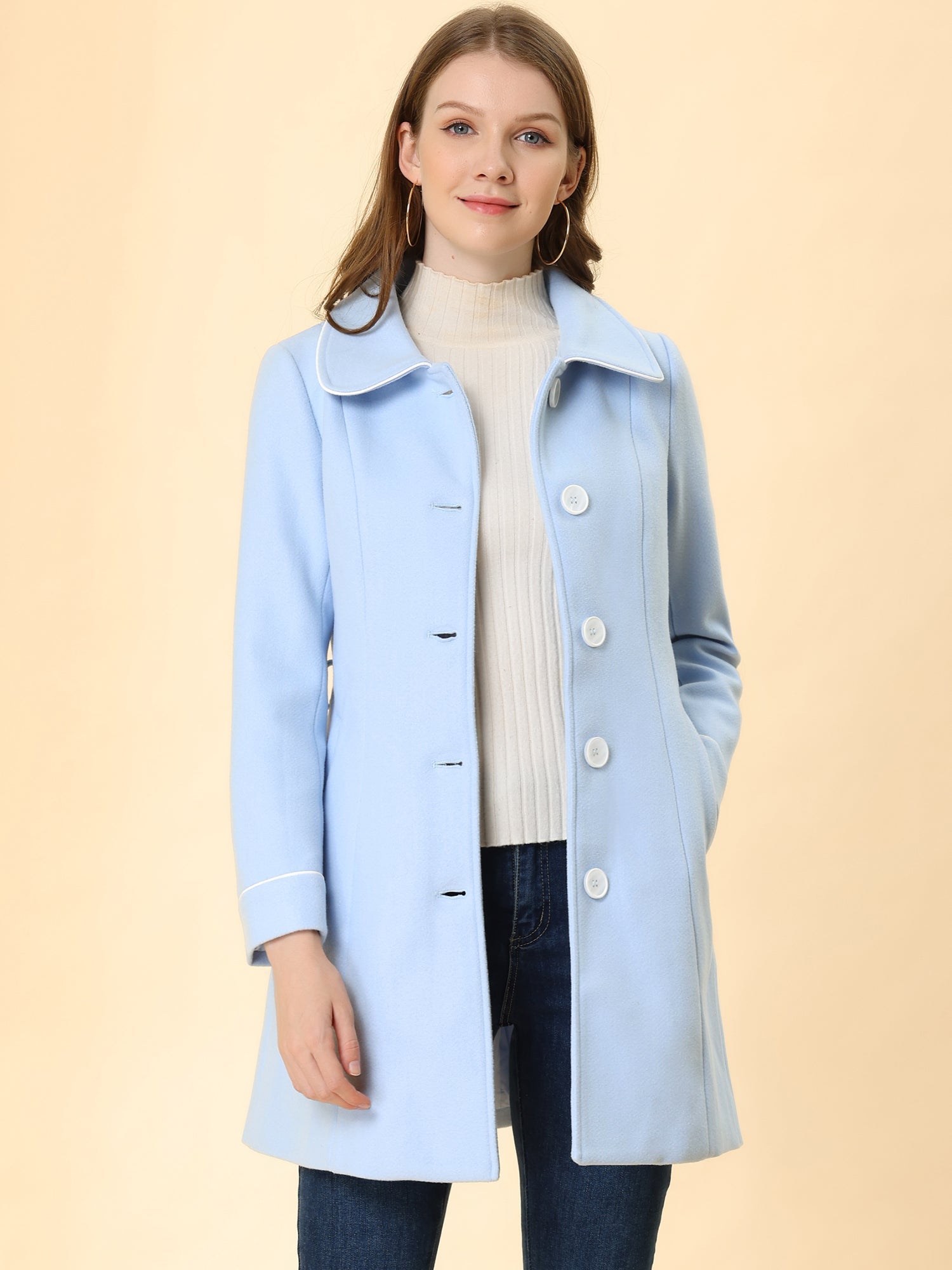 Winter Elegant Lapel Collar Long Trench Coat