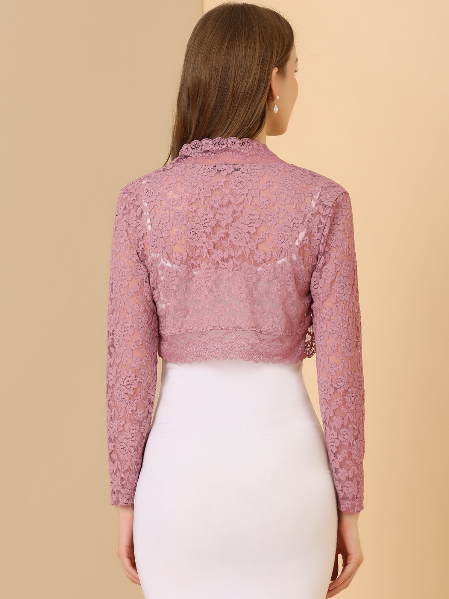 Elegant Sheer Floral Lace Cropped Bolero Shrugs