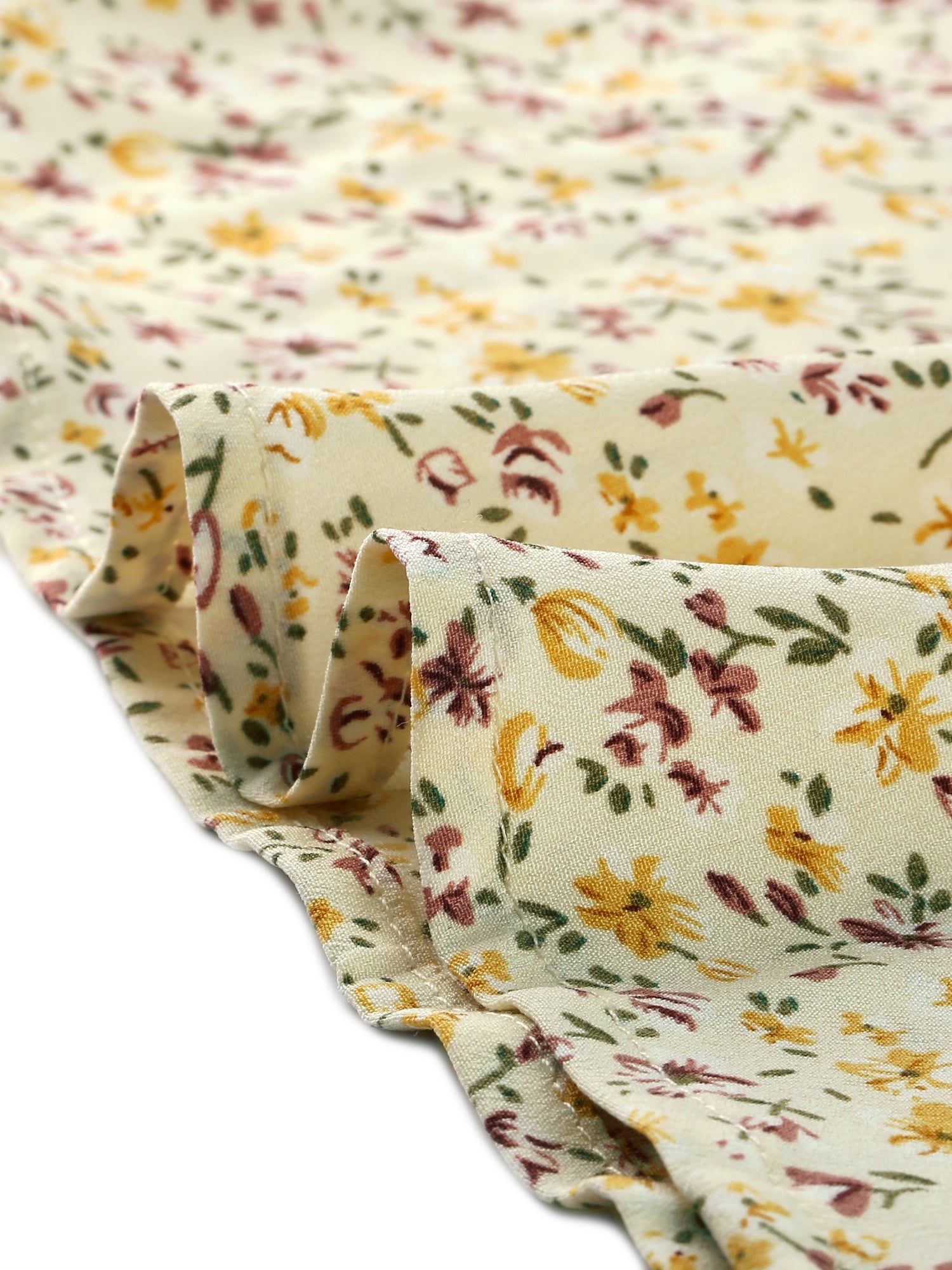 Button Up Short Sleeve A-Line Chiffon Vintage Floral Shirt Dress