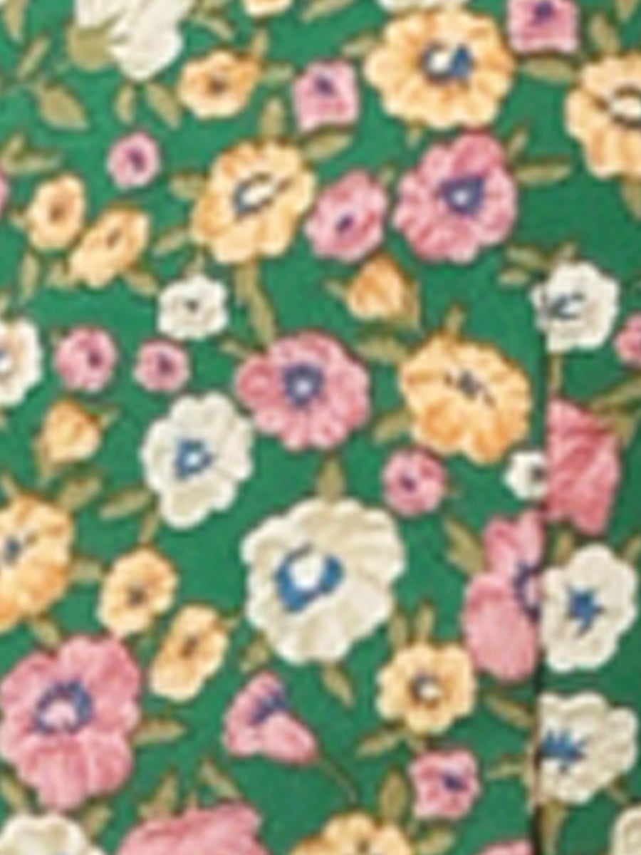 Button Up Short Sleeve A-Line Chiffon Vintage Floral Shirt Dress