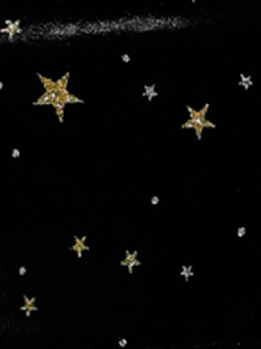 Shiny Stars Print Sleeveless Swing Mini Velvet Dress